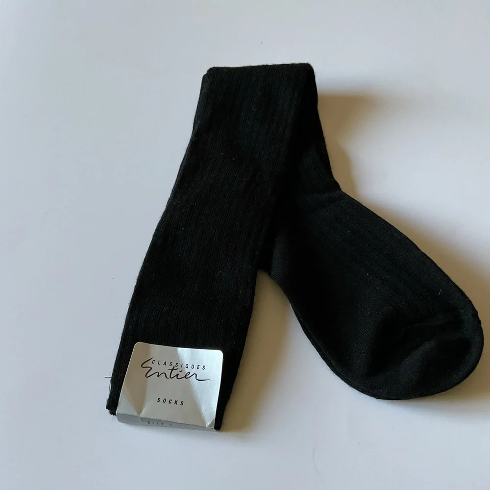 CLASSIQUES ENTIER WOMENS WOOL BLEND KNEE SOCKS BLACK OS NWT
